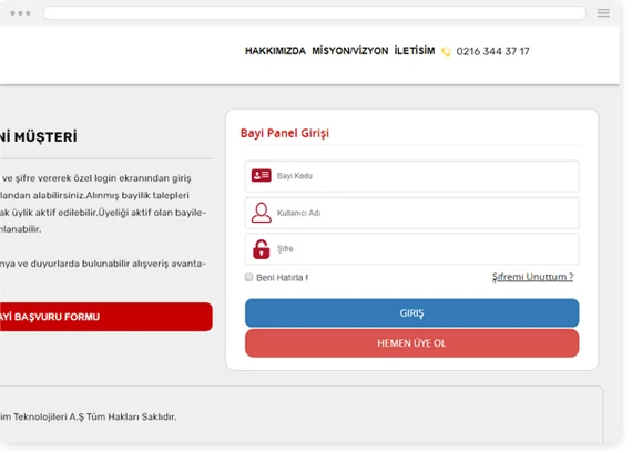 Proticaret B2B Online Bayi Giriş Paneli ve Güvenli Login Ekranı