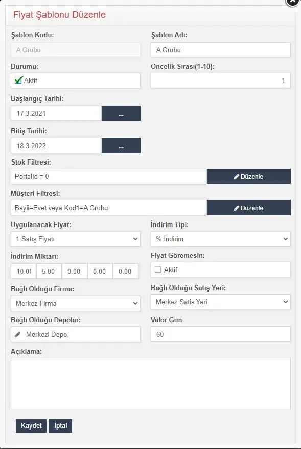 Proticaret B2B Bayi Özel Fiyat Listesi Oluşturma ve 5 Sıralı İskonto Yönetimi