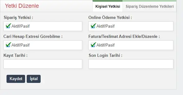 Proticaret B2B Bayi Personel Yetkilendirme ve Alt Kullanıcı Yönetim Ekranı